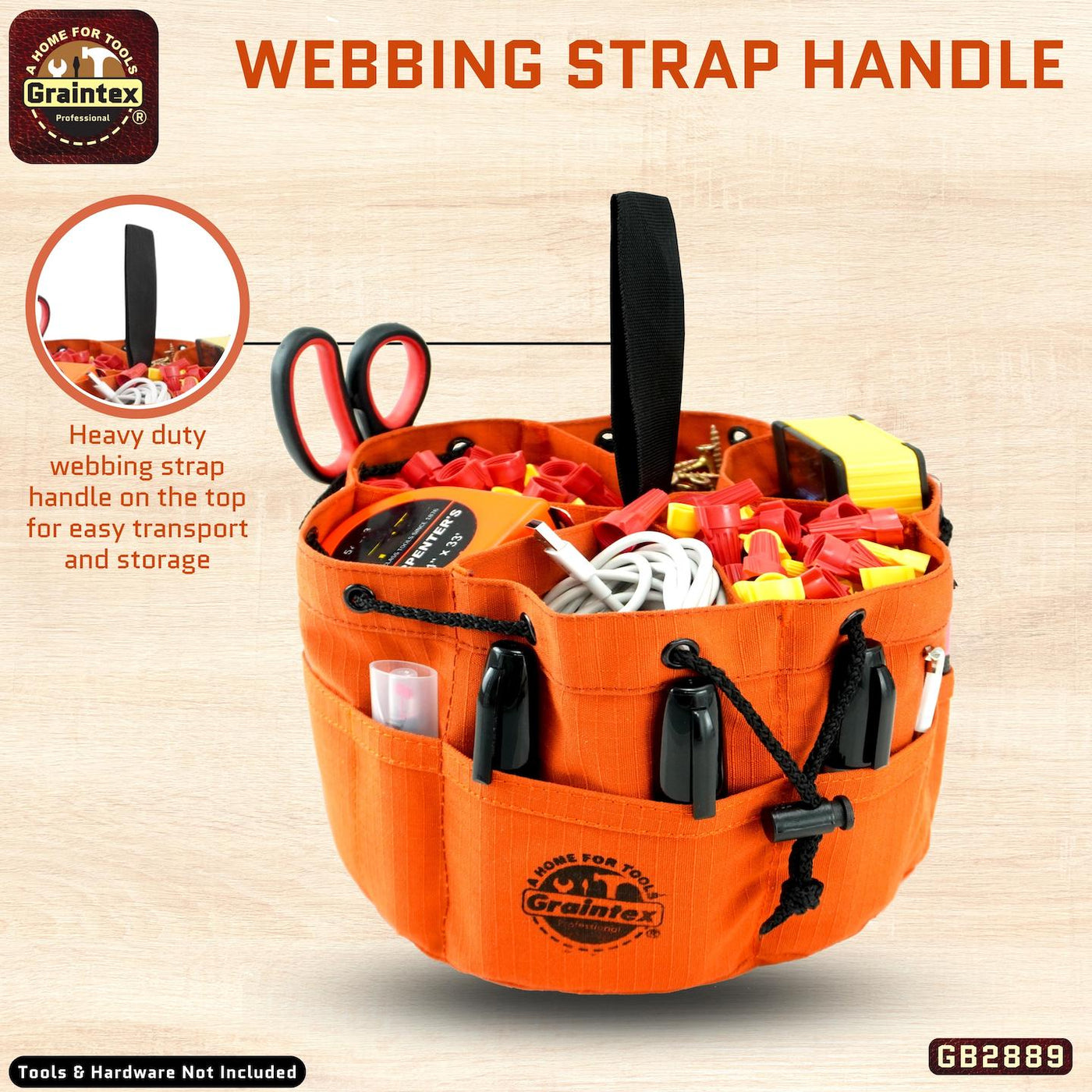 GB2889 :: Grab Bag Rust Color Rip-stop Canvas 18 Pockets Drawstring Closure