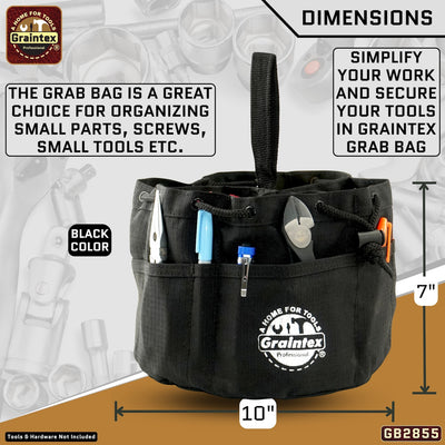 GB2855 :: 3 Pcs Grab Bags Set Rust, Black and Lime Green Color Rip-stop Canvas 18 Pockets