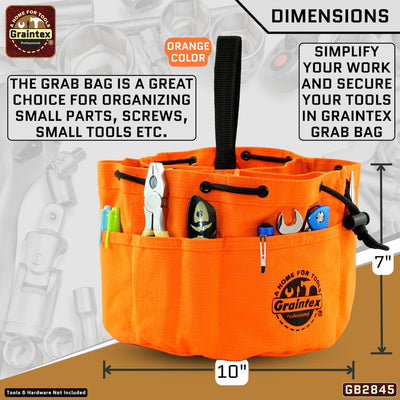 GB2845 :: 3 Pcs Grab Bags Set Yellow, Orange and Hunter Green Color Rip-stop Canvas 18 Pockets