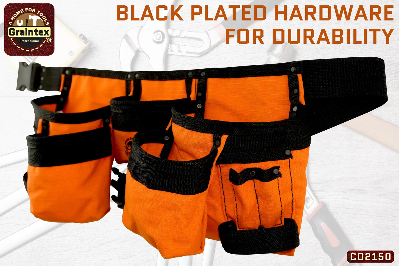 CD2150 :: 11 POCKET FINISHER CANVAS TOOL BELT ORANGE COLOR RIP-STOP CANVAS