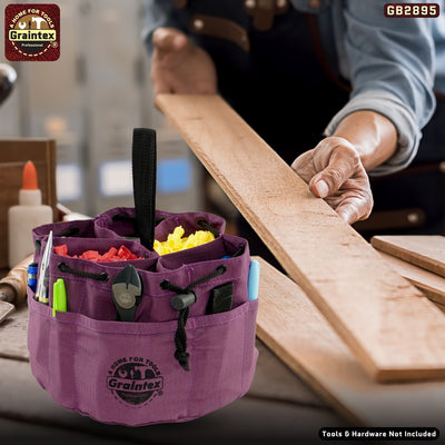 GB2895 :: Grab Bag Purple Color Rip-stop Canvas 18 Pockets Drawstring Closure