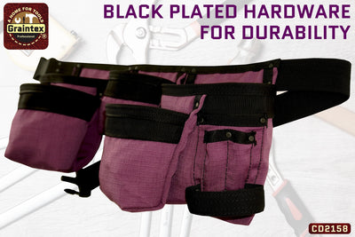 CD2158 :: 11 POCKET FINISHER CANVS TOOL BELT PURPLE COLOR RIP-STOP CANVAS