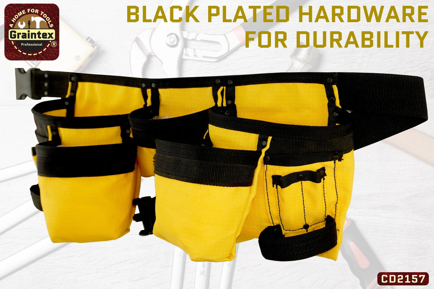 CD2157 :: 11 POCKET FINISHER CANVAS TOOL BELT YELLOW COLOR RIP-STOP CANVAS