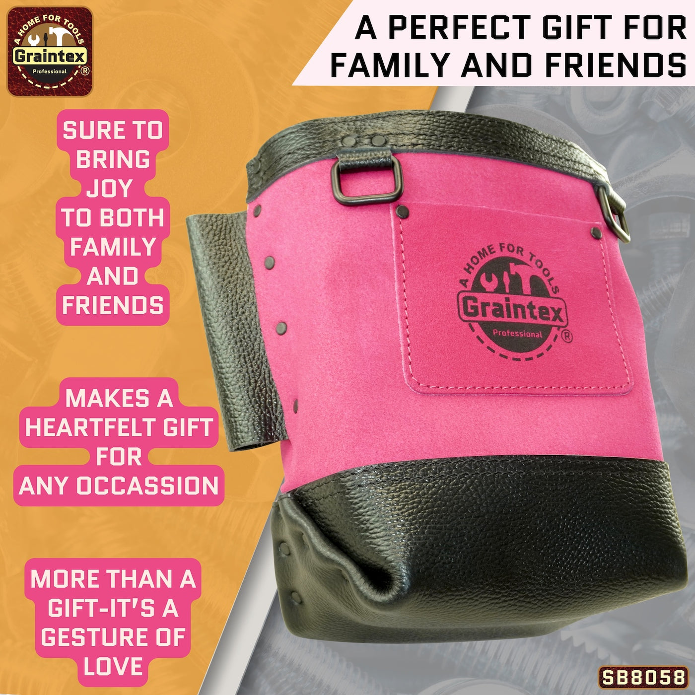 SB8058 :: Nut & Bolt Bag Pink Color Premium Quality Suede Leather