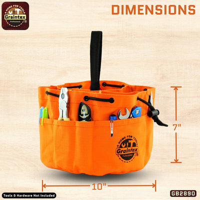 GB2890 :: Grab Bag Orange Color Rip-stop Canvas 18 Pockets Drawstring Closure