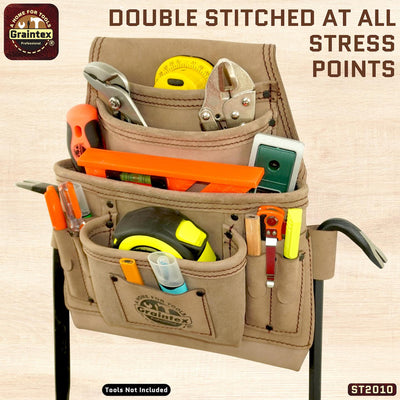 ST2010 :: 10 Pocket Nail & Tool Pouch Beige Color Top Grain Leather