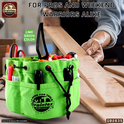 GB2835 :: 3 Pcs Grab Bags Set Purple, Pink and Lime Green Color Rip-stop Canvas 18 Pockets