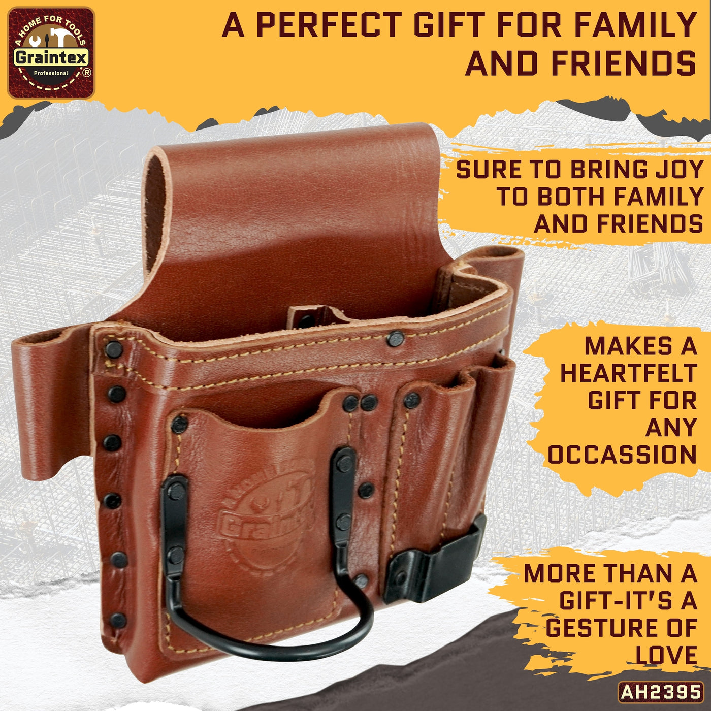 AMBASSADOR SERIES MULTI TOOL HOLDER CHESTNUT BROWN COLOR TOP GRAIN LEATHER