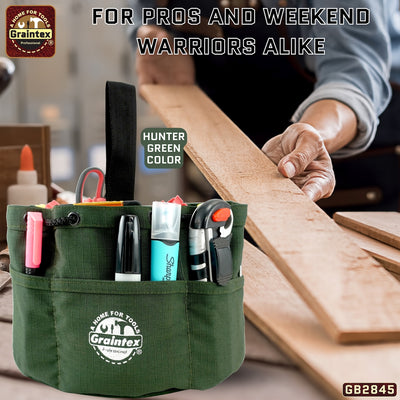 GB2845 :: 3 Pcs Grab Bags Set Yellow, Orange and Hunter Green Color Rip-stop Canvas 18 Pockets