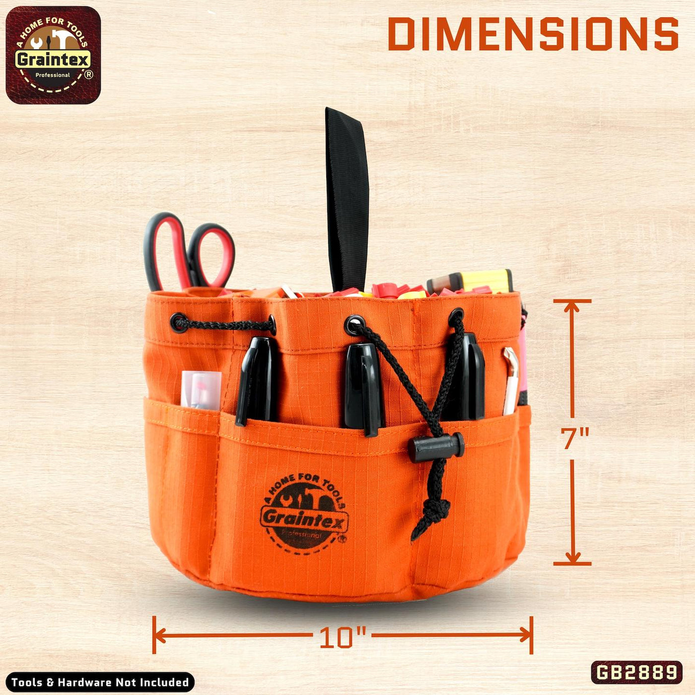 GB2889 :: Grab Bag Rust Color Rip-stop Canvas 18 Pockets Drawstring Closure