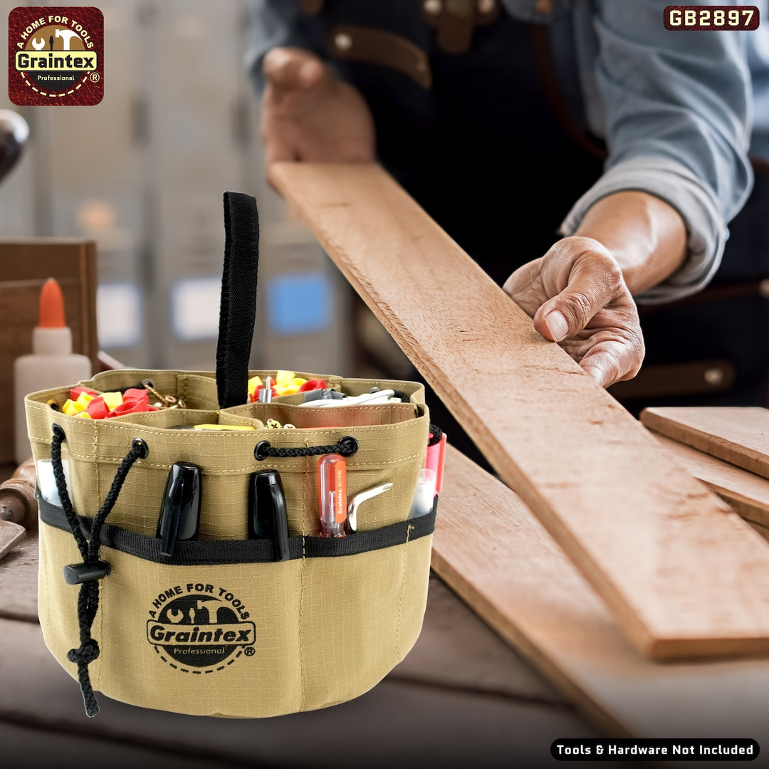 GB2897 :: Grab Bag Khaki Color Rip-stop Canvas 18 Pockets