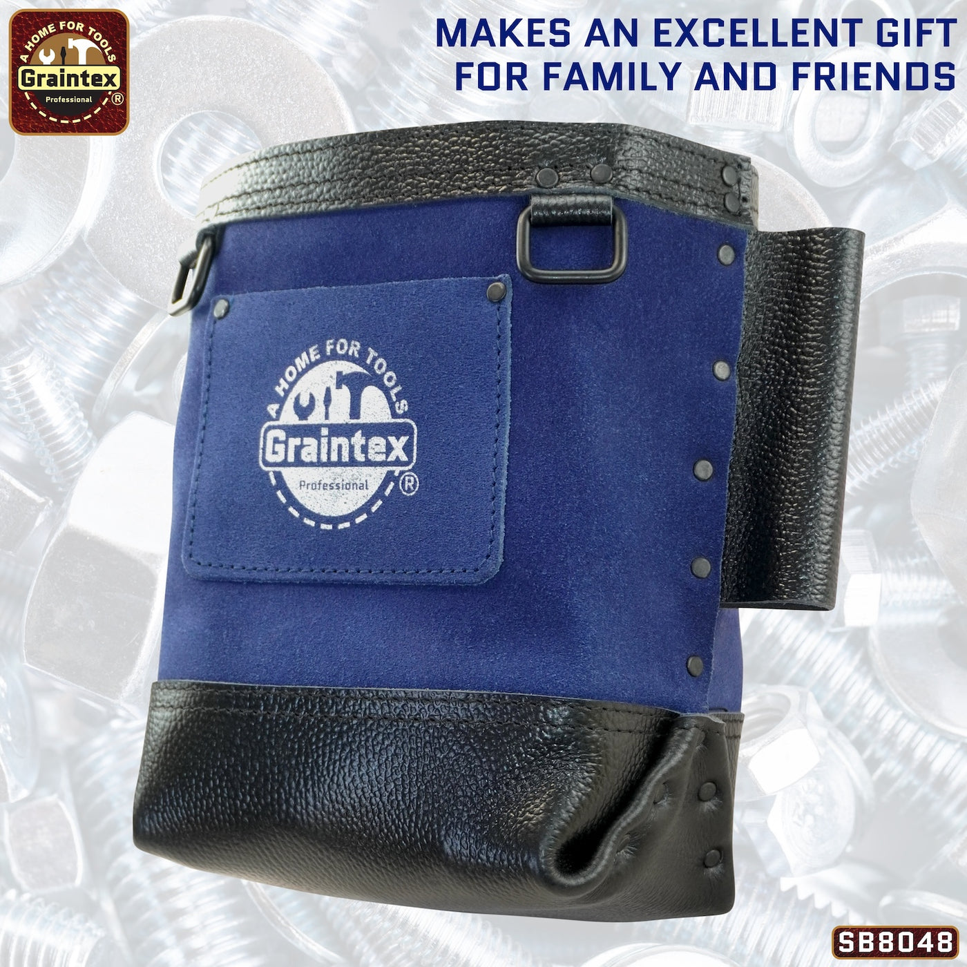 CB8048 :: Nut & Bolt Bag Navy Blue Color Premium Quality Suede Leather