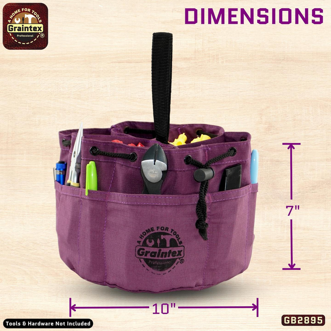 GB2895 :: Grab Bag Purple Color Rip-stop Canvas 18 Pockets Drawstring Closure