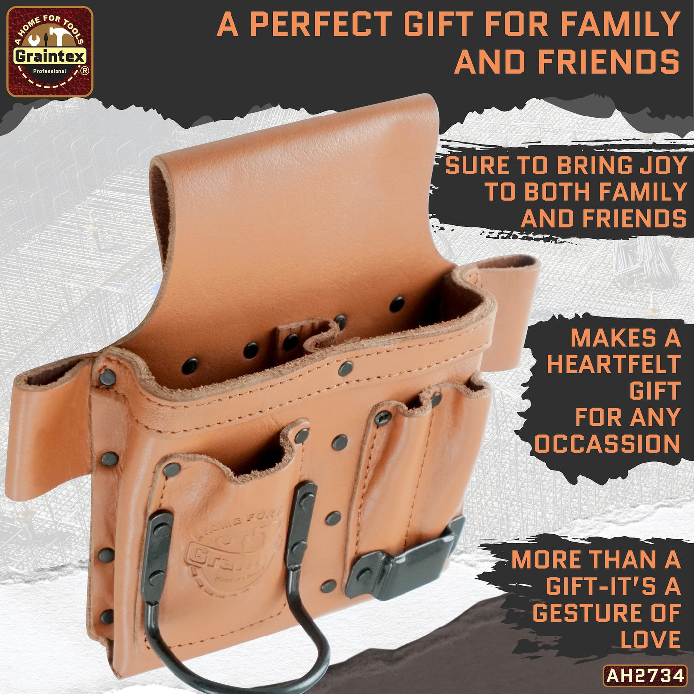 AMBASSADOR SERIES MULTI TOOL HOLDER COGNAC TAN COLOR TOP GRAIN LEATHER