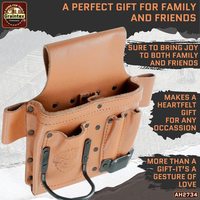 AMBASSADOR SERIES MULTI TOOL HOLDER COGNAC TAN COLOR TOP GRAIN LEATHER