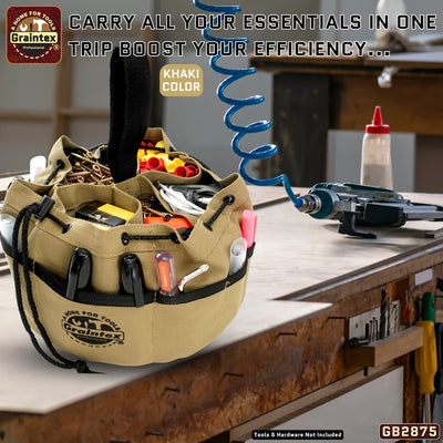 GB2875 :: 3 Pcs Grab Bags Set Khaki, Black and Hunter Green Color Rip-stop Canvas 18 Pockets