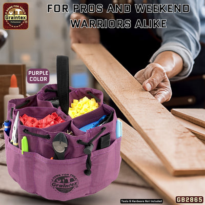 GB2865 :: 3 Pcs Grab Bags Set Rust, Black and Purple Color Rip-stop Canvas 18 Pockets