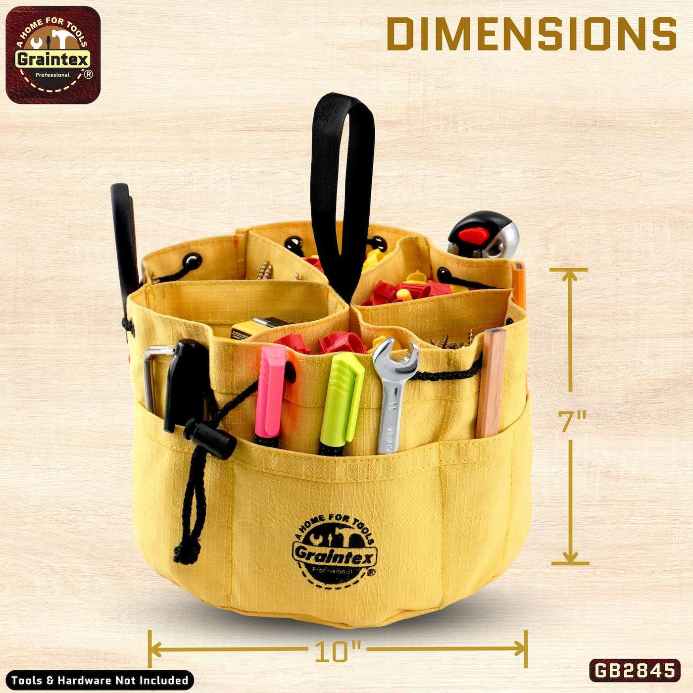 GB2845 :: 3 Pcs Grab Bags Set Yellow, Orange and Hunter Green Color Rip-stop Canvas 18 Pockets