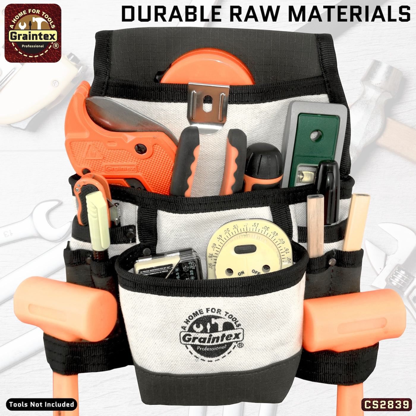 CS2839:: 9 Pocket Nail & Tool Pouch Heavy Duty Canvas