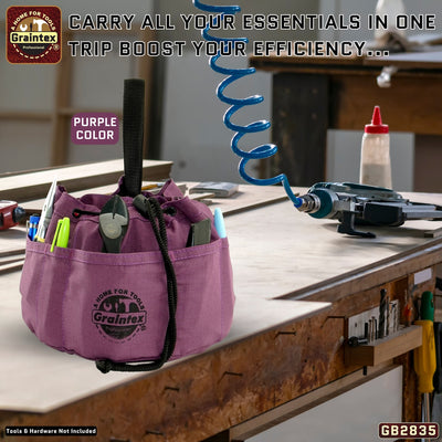 GB2835 :: 3 Pcs Grab Bags Set Purple, Pink and Lime Green Color Rip-stop Canvas 18 Pockets