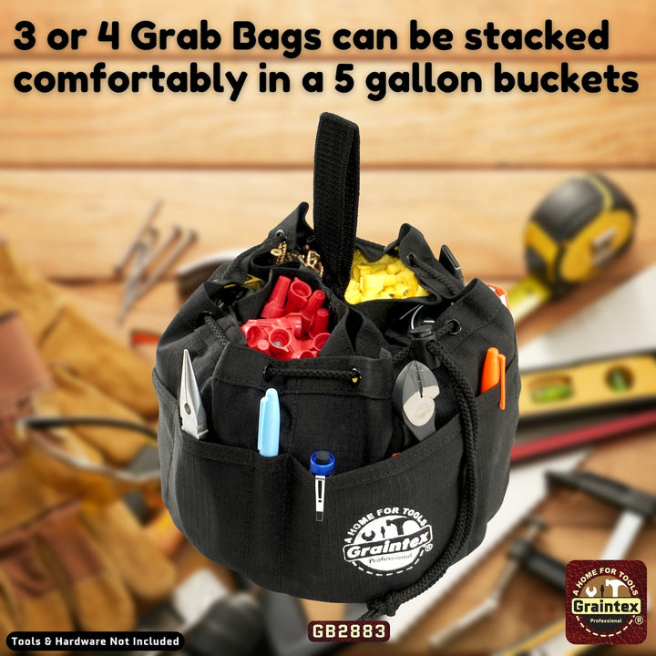 GB2883 :: Grab Bag Black Color Rip-stop Canvas 18 Pockets