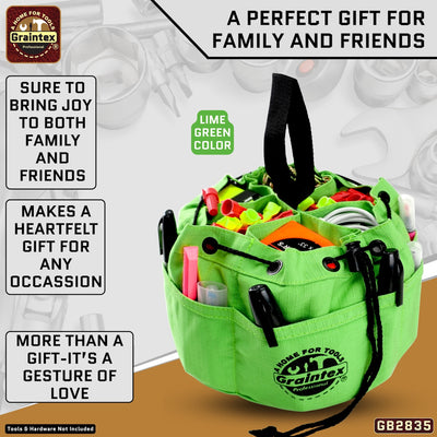 GB2835 :: 3 Pcs Grab Bags Set Purple, Pink and Lime Green Color Rip-stop Canvas 18 Pockets