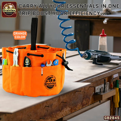 GB2845 :: 3 Pcs Grab Bags Set Yellow, Orange and Hunter Green Color Rip-stop Canvas 18 Pockets