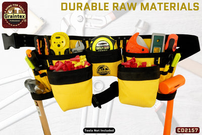 CD2157 :: 11 POCKET FINISHER CANVAS TOOL BELT YELLOW COLOR RIP-STOP CANVAS