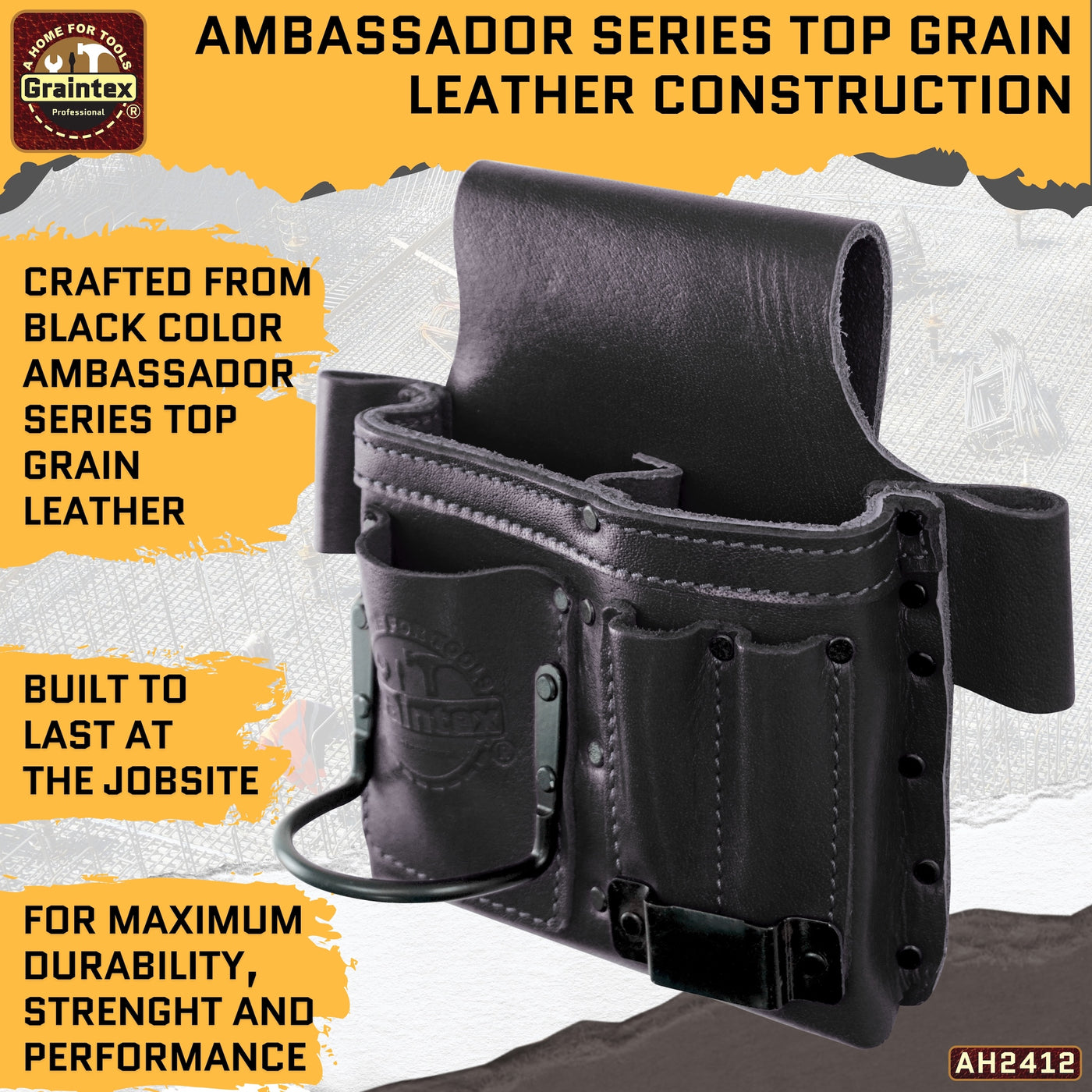 AMBASSADOR SERIES MULTI TOOL HOLDER BLACK COLOR TOP GRAIN LEATHER