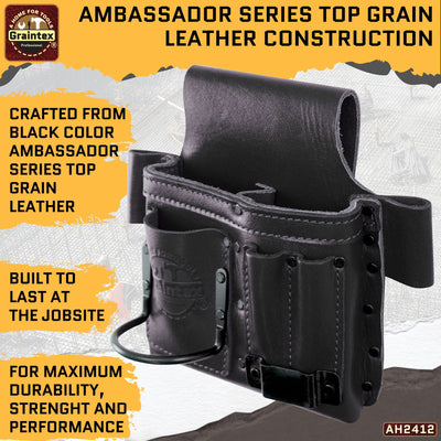 AMBASSADOR SERIES MULTI TOOL HOLDER BLACK COLOR TOP GRAIN LEATHER