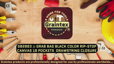 GB2883 :: Grab Bag Black Color Rip-stop Canvas 18 Pockets Drawstring Closure