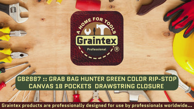 GB2887 :: Grab Bag Hunter Green Color Rip-stop Canvas 18 Pockets Drawstring Closure