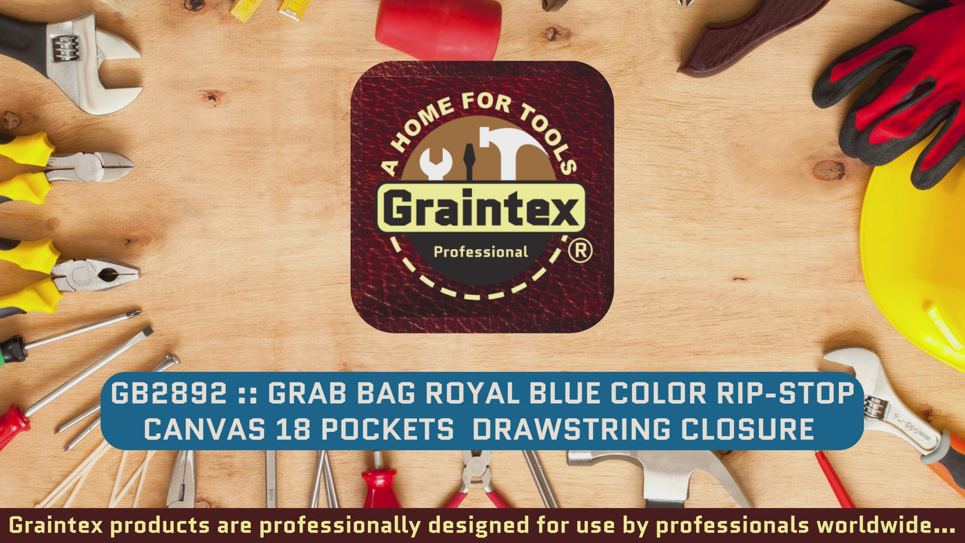 GB2892 :: Grab Bag Royal Blue Color Rip-stop Canvas 18 Pockets Drawstring Closure