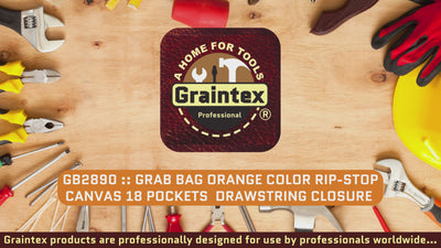 GB2890 :: Grab Bag Orange Color Rip-stop Canvas 18 Pockets Drawstring Closure