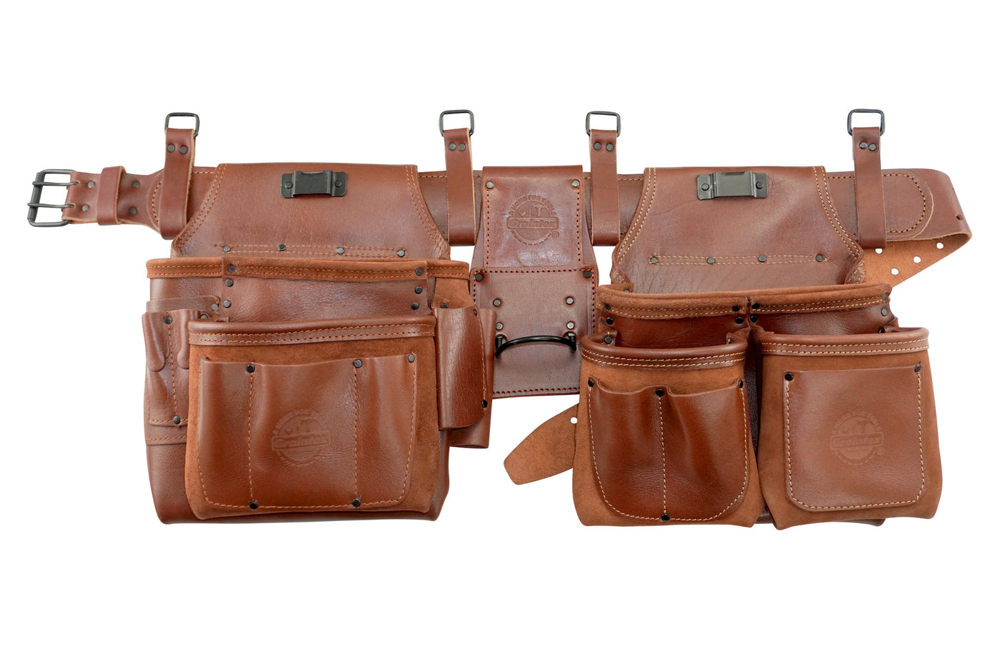 AD2548 :: 4 Piece 14 Pocket Framer’s Tool Belt Combo Ambassador Series Chestnut Color Grain Leather