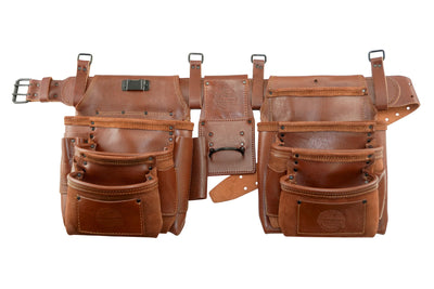AD2781 :: 4 Piece 17 Pocket Framer's Tool Belt Combo Ambassador Series Chestnut Brown Color Grain Leather