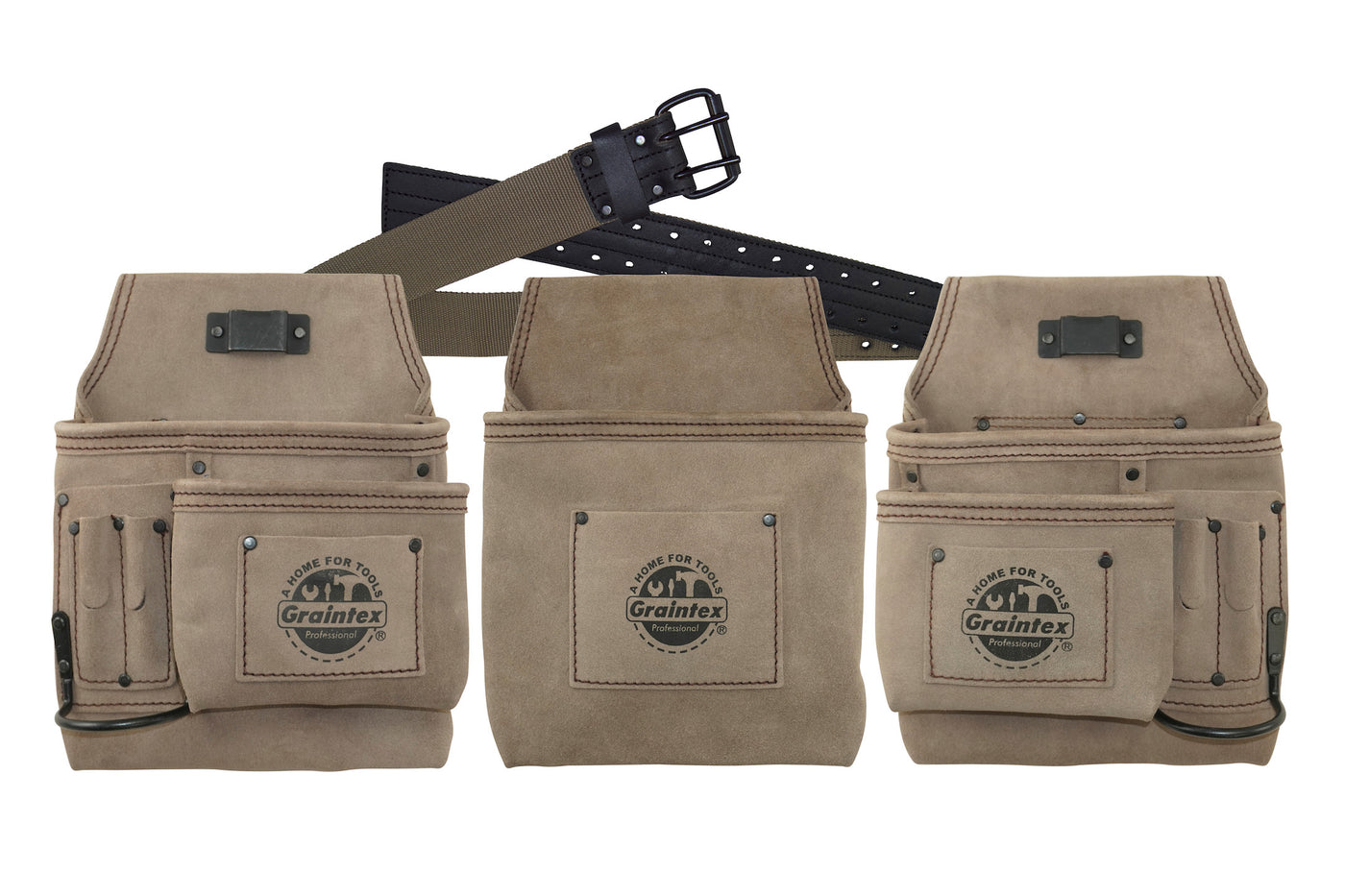 DS2178 :: 4 Piece 14 Pocket Tool Belt Combo Beige Color Suede Leather