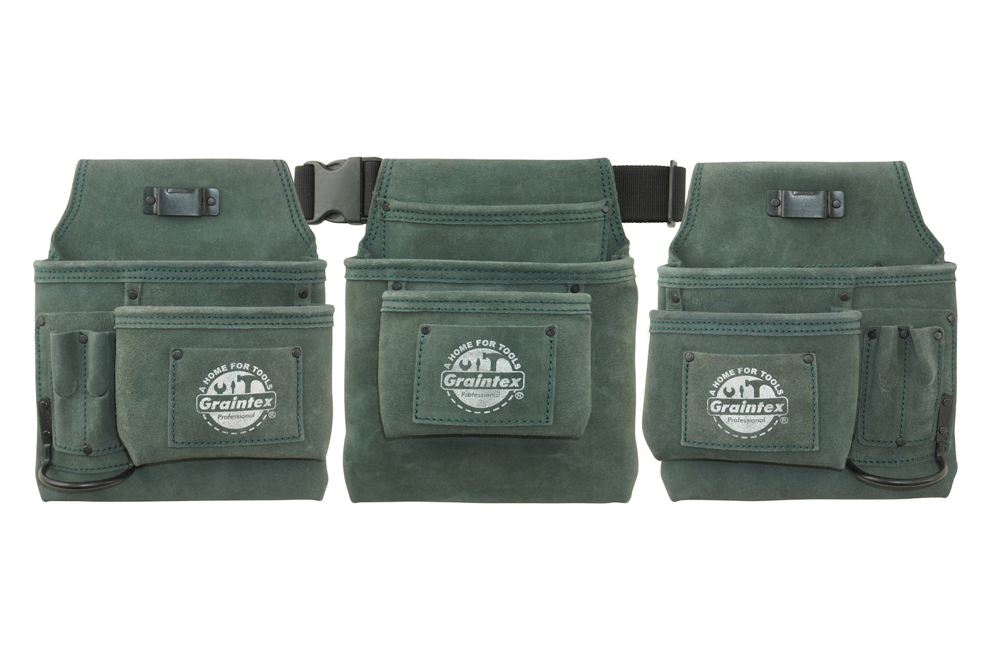 DS2761 :: 4 Piece 16 Pocket Tool Belt Combo Hunter Green Color Suede Leather