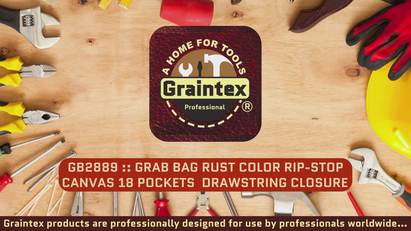 GB2889 :: Grab Bag Rust Color Rip-stop Canvas 18 Pockets Drawstring Closure